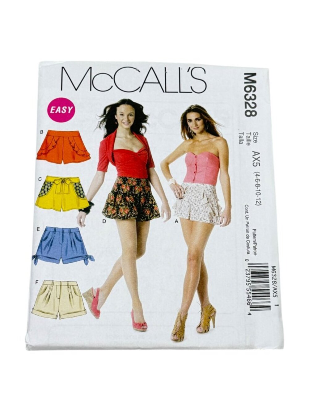 McCalls M6328 Shorts Flared‎ Size 4-12 Sewing Pattern UNCUT
